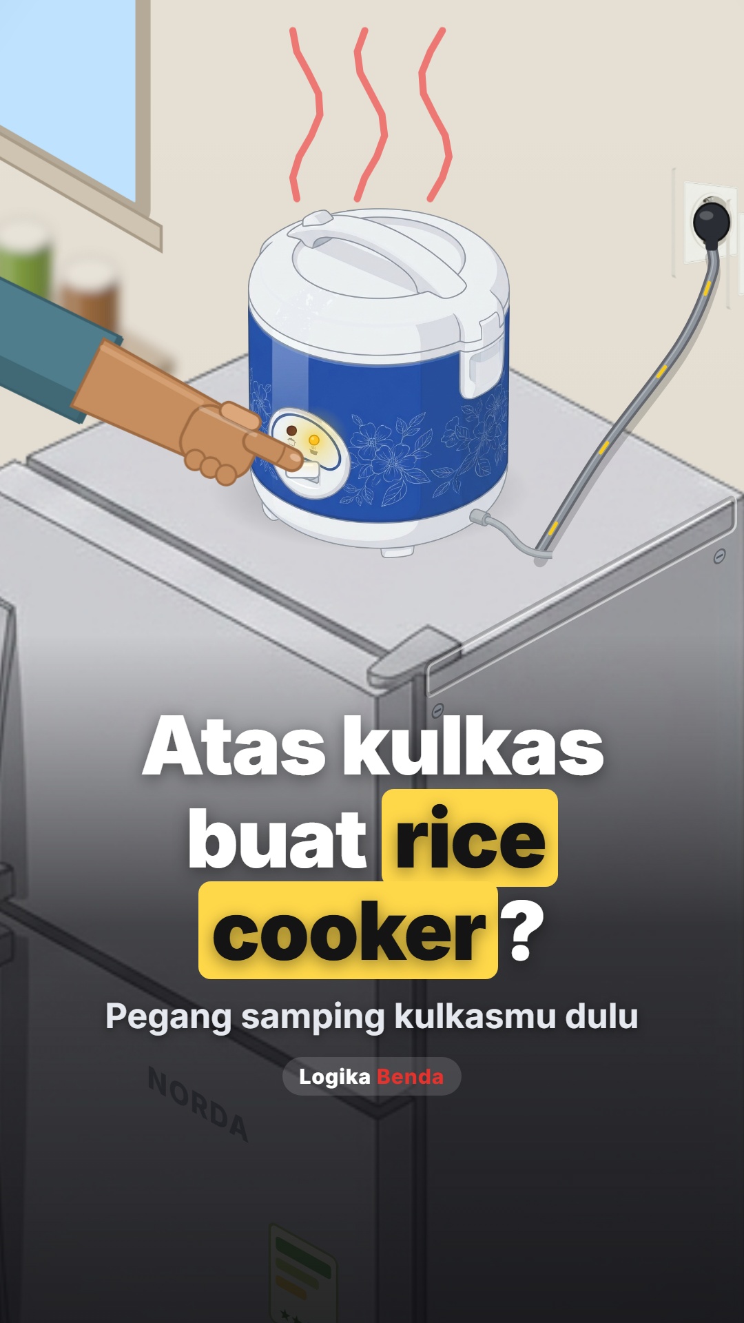 Sampul video rice cooker di atas kulkas